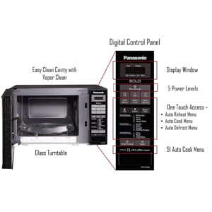 Panasonic Solo Microwave Oven, 255mm Turntable, Child Safety lock, Auto Reheat, Touch Membrane Operations 20 L 800 W NN-ST266BVTG Black - Image 5