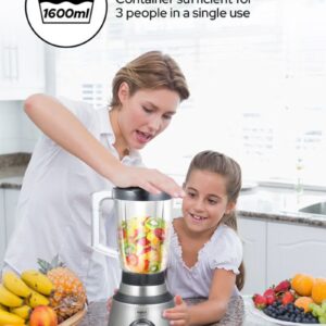 2 in 1 Powerful Blender - Powerful Copper Motor, 1.6L Unbreakable Blender Jar, 150g Grinding Jar, Ice-Crushing Blades, Stainless Steel Housing, 4 Speeds, Motor Overheat Protection 600 W BL3508 Black & Grey - Image 6