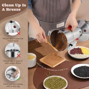 Grain Mill Grinder Electric 150g Commercial Spice Grinder 850W Stainless Steel Pulverizer Dry Grinding Machine for Wheat Corn Rice Pepper Herbs Coffee Beans (150g Upright, 110V) - Image 5