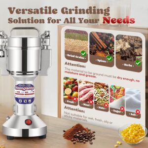 Grain Mill Grinder Electric 150g Commercial Spice Grinder 850W Stainless Steel Pulverizer Dry Grinding Machine for Wheat Corn Rice Pepper Herbs Coffee Beans (150g Upright, 110V) - Image 2