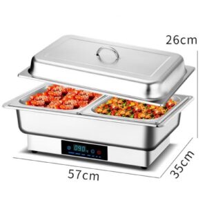 Electric Heating 8 QT Chafing Dish Set Adjustable 35°C~90°C, Stainless Steel Buffet Servers and Warmers with Roll Top & Temperature Control Display, Catering Food Warmer for Parties - Image 2