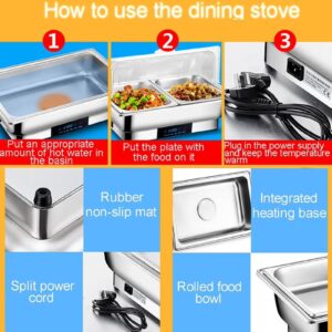 Electric Heating 8 QT Chafing Dish Set Adjustable 35°C~90°C, Stainless Steel Buffet Servers and Warmers with Roll Top & Temperature Control Display, Catering Food Warmer for Parties - Image 4