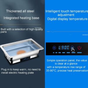 Electric Heating 8 QT Chafing Dish Set Adjustable 35°C~90°C, Stainless Steel Buffet Servers and Warmers with Roll Top & Temperature Control Display, Catering Food Warmer for Parties - Image 5