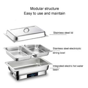 Electric Heating 8 QT Chafing Dish Set Adjustable 35°C~90°C, Stainless Steel Buffet Servers and Warmers with Roll Top & Temperature Control Display, Catering Food Warmer for Parties - Image 7