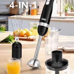 Multifunctional Hand Blender, 4 IN 1 Electric Blender with Chopper, Mixer,Whisk, 700W,KM-1091,Black - Image 3