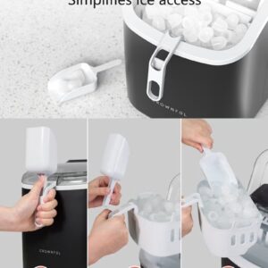 CROWNFUL Ice Maker Countertop with Handle, Self-Cleaning Ice Maker with Scoop and Basket, 12KG/24H,9 Cubes in 6 Mins,Portable Small Ice Machine with Scoop and Basket for Home Kitchen Office Bar Party - Image 5