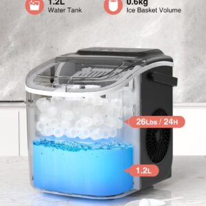 CROWNFUL Ice Maker Countertop with Handle, Self-Cleaning Ice Maker with Scoop and Basket, 12KG/24H,9 Cubes in 6 Mins,Portable Small Ice Machine with Scoop and Basket for Home Kitchen Office Bar Party - Image 7