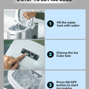 Portable Automatic Ice Maker 12Kg in 24hrs | Two Sizes Ice Cube | Auto Shut Off | Portable Ice Maker | Electric Ice Maker for Home/ Kitchen/ Office/ Bar/ Party 2.2 L 100 W GIM63015UK Silver - Image 3
