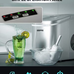 Portable Automatic Ice Maker 12Kg in 24hrs | Two Sizes Ice Cube | Auto Shut Off | Portable Ice Maker | Electric Ice Maker for Home/ Kitchen/ Office/ Bar/ Party 2.2 L 100 W GIM63015UK Silver - Image 4