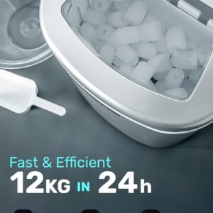 Portable Automatic Ice Maker 12Kg in 24hrs | Two Sizes Ice Cube | Auto Shut Off | Portable Ice Maker | Electric Ice Maker for Home/ Kitchen/ Office/ Bar/ Party 2.2 L 100 W GIM63015UK Silver - Image 5