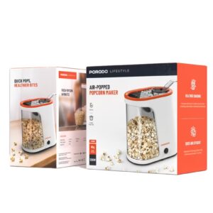 Popcorn Maker with Detachable Tank / Oil-Free Popcorn Machine / 1200W Power / Healthier Snack / Hot Air Popper Maker Machine / 60g Corn Kernel Capacity - White and Orange - Image 3