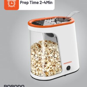 Popcorn Maker with Detachable Tank / Oil-Free Popcorn Machine / 1200W Power / Healthier Snack / Hot Air Popper Maker Machine / 60g Corn Kernel Capacity - White and Orange - Image 8