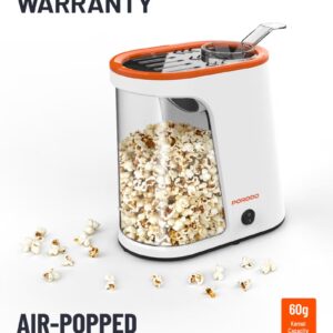 Popcorn Maker with Detachable Tank / Oil-Free Popcorn Machine / 1200W Power / Healthier Snack / Hot Air Popper Maker Machine / 60g Corn Kernel Capacity - White and Orange - Image 2