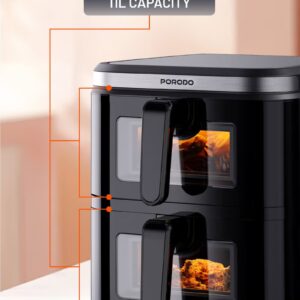Double Stack Air Fryer 2800W, 11L Capacity with Folding Touch Panel & 12 Presets with Dishwasher Safe Basket– Family Size, Airfryer for Healthy Cooking, Diet Meals, Sport Meals - Image 5