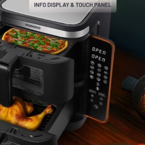 Double Stack Air Fryer 2800W, 11L Capacity with Folding Touch Panel & 12 Presets with Dishwasher Safe Basket– Family Size, Airfryer for Healthy Cooking, Diet Meals, Sport Meals - Image 6