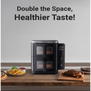 Double Stack Air Fryer 2800W, 11L Capacity with Folding Touch Panel & 12 Presets with Dishwasher Safe Basket– Family Size, Airfryer for Healthy Cooking, Diet Meals, Sport Meals - Image 12