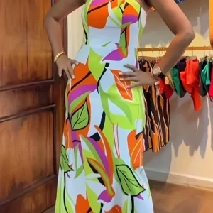 Casual Elegant Vacation Minimalist Mix & Match Print Spaghetti Strap Dress - Image 3