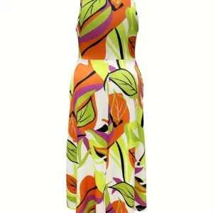 Casual Elegant Vacation Minimalist Mix & Match Print Spaghetti Strap Dress - Image 4