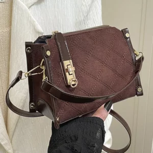 Fashion Plaid Crossbody Bags For Women, Daily Used, Small Handbags Ladies Shoulder Bag For Gift, With Lock - Image 1