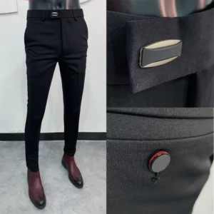 Men Suit Pants Formal Trousers Stretch Slim Pantalone Hombre Calça Masculina Solid Color Casual Dress Pants Fashion Men Clothing - Image 3