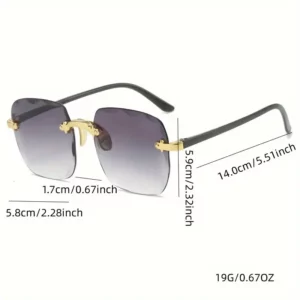 3PCS Square Rimless Sunglasses Women Luxury Brand Designer Summer Red Glasses Fashion Sun glasses For Men UV400 Shades Oculos - Image 4