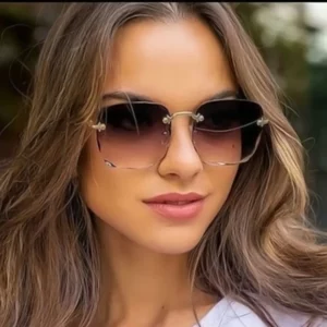 3PCS Square Rimless Sunglasses Women Luxury Brand Designer Summer Red Glasses Fashion Sun glasses For Men UV400 Shades Oculos - Image 5