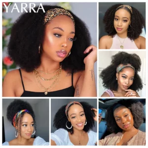 Afro Kinky Curly Human Hair Headband Wig For Black Women 180% Density Brazilian Remy Full Machine Made 100% Human Hair YARRA - Image 5