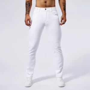 Men's White Casual Jeans New Denim Pants Comfortable Fashion Stretch Slim Fit Straight Trousers Male Clothing Streetwear - Image 3