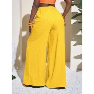 Plus Size 1XL-5XL Women's Solid Color Wide Leg Pants, Casual Comfy Trousers for Daily Wear, Ladies Bottom - Image 6