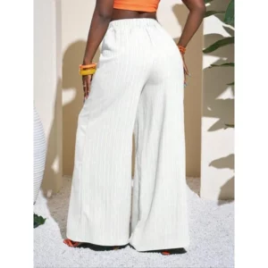 Plus Size 1XL-5XL Women's Solid Color Wide Leg Pants, Casual Comfy Trousers for Daily Wear, Ladies Bottom - Image 5