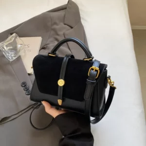 Elegant Faux Handbag with Adjustable Strap Golden-Tone Hardware and Flap Closure - Trendy Commuting Hobo Crossbody Bag for Women - Image 1