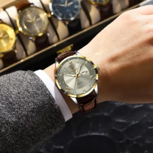 POEDAGAR Original Fashion Watch For Man Leather Date Week Quartz Men Watch Waterproof Luminous Business Men's Watches Male Reloj - Image 5