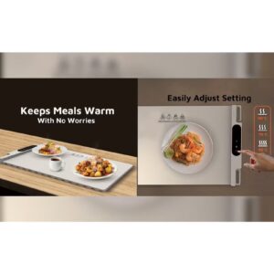 Warming Mat for Food, Electric Warming Tray with 3 Temperature Settings, Rollable & Portable Silicone, Mat Full Surface Heating, for Parties, Gatherings, Everyday Use (White) - Image 4