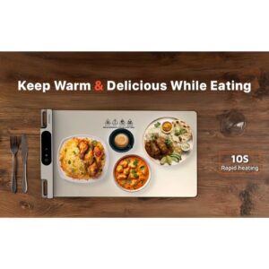 Warming Mat for Food, Electric Warming Tray with 3 Temperature Settings, Rollable & Portable Silicone, Mat Full Surface Heating, for Parties, Gatherings, Everyday Use (White) - Image 5