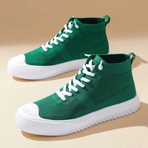 HKDQ Fashion Green Sneakers Unisex Breathable Knit High Top Sneakers Men Platform Lightweight Breathable Women's Sports Shoes - Image 1