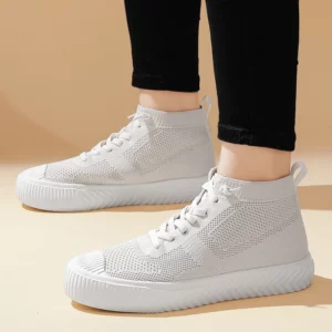 HKDQ Fashion Green Sneakers Unisex Breathable Knit High Top Sneakers Men Platform Lightweight Breathable Women's Sports Shoes - Image 4