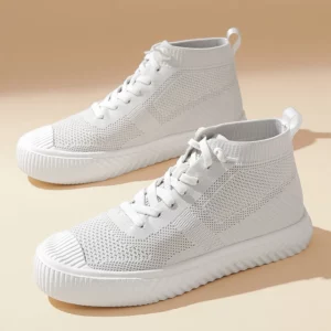HKDQ Fashion Green Sneakers Unisex Breathable Knit High Top Sneakers Men Platform Lightweight Breathable Women's Sports Shoes - Image 5
