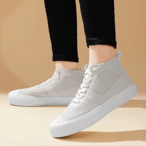 HKDQ Fashion Green Sneakers Unisex Breathable Knit High Top Sneakers Men Platform Lightweight Breathable Women's Sports Shoes - Image 6