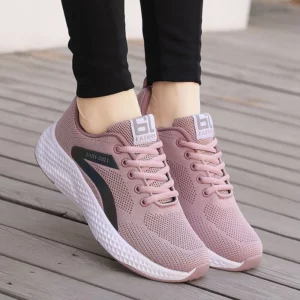 Women's Sports Shoes Comfortable Running Shoes Flying Knit Versatile Lace-Up Casual Shoes For Women Breathable And Fashionable - Image 1