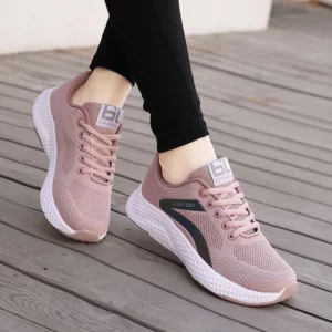 Women's Sports Shoes Comfortable Running Shoes Flying Knit Versatile Lace-Up Casual Shoes For Women Breathable And Fashionable - Image 3