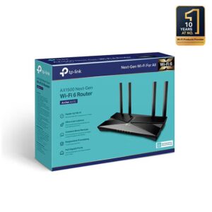 TP-LINK WiFi 6 AX1500 Smart Router, Wi-Fi 6 (802.11ax), Up to 1500 Mb/s WiFi Speed, Dual-Band 2.4 & 5GHz, 4x Fixed High-Performance Antennas, 4x LAN Ports, Archer AX10 Black - Image 4