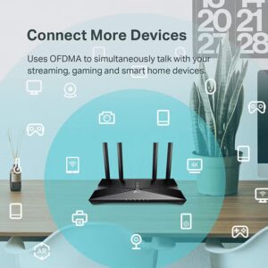 TP-LINK WiFi 6 AX1500 Smart Router, Wi-Fi 6 (802.11ax), Up to 1500 Mb/s WiFi Speed, Dual-Band 2.4 & 5GHz, 4x Fixed High-Performance Antennas, 4x LAN Ports, Archer AX10 Black - Image 8