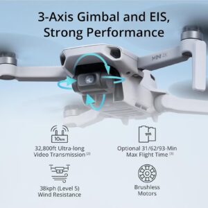 dji Mini 4K, Drone with 4K UHD Camera for Adults, Under 249 g, 3-Axis Gimbal Stabilization, 10km Video Transmission, Auto Return, Wind Resistance, 1 Battery for 31-Min Max Flight Time, Intelligent Flight - Image 6