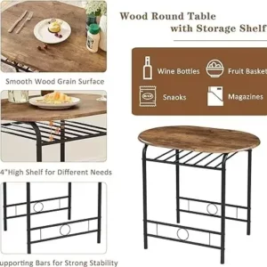 y 3 Pieces Dining Set for 2 Small Kitchen Breakfast Table Set Space Saving Wooden Chairs and Table Set - Image 3