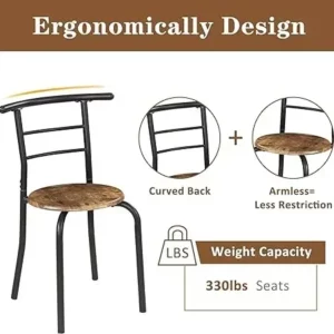 y 3 Pieces Dining Set for 2 Small Kitchen Breakfast Table Set Space Saving Wooden Chairs and Table Set - Image 4