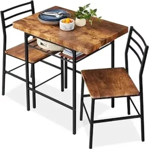 y 3 Pieces Dining Set for 2 Small Kitchen Breakfast Table Set Space Saving Wooden Chairs and Table Set - Image 5