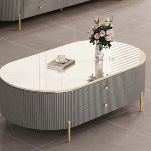 Simple Nordic Coffee Tables Storage White Oval Design Living Room Side Table Small Modern Floor Mesa De Centro Bedroom Furniture - Image 3