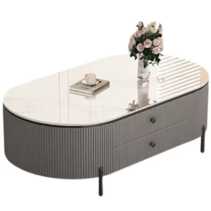 Simple Nordic Coffee Tables Storage White Oval Design Living Room Side Table Small Modern Floor Mesa De Centro Bedroom Furniture - Image 6