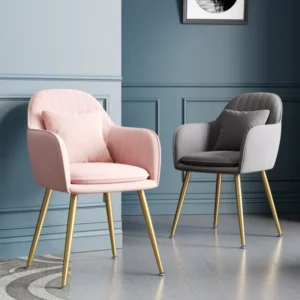 Nordic Fashion Light Luxury Suede Metal Dining Chair Modern Makeup Stool Elegant Seating Stylish Home Decor - Image 3