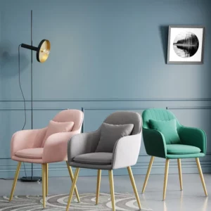Nordic Fashion Light Luxury Suede Metal Dining Chair Modern Makeup Stool Elegant Seating Stylish Home Decor - Image 4